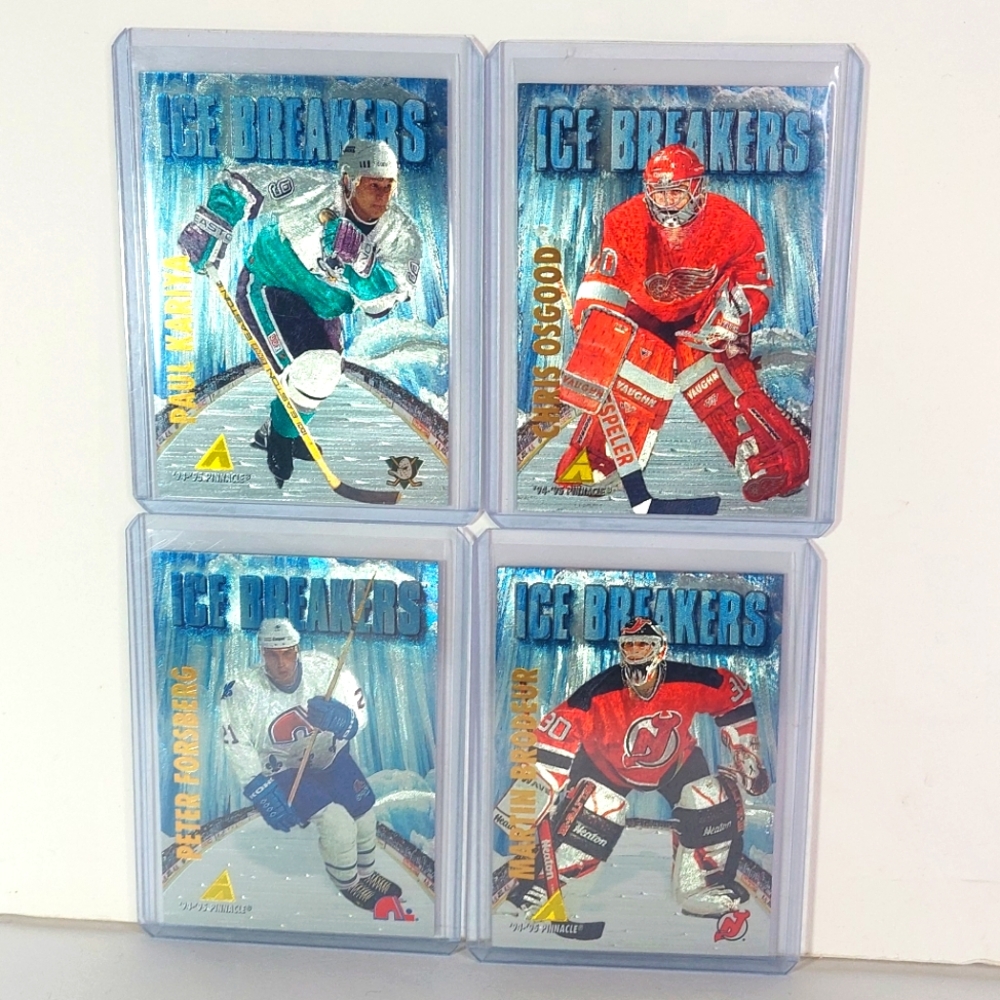 Ice Breakers Pinnacle 1994-95 Lot of 4 Brodeur, Forsberg, Kariya & Osgood